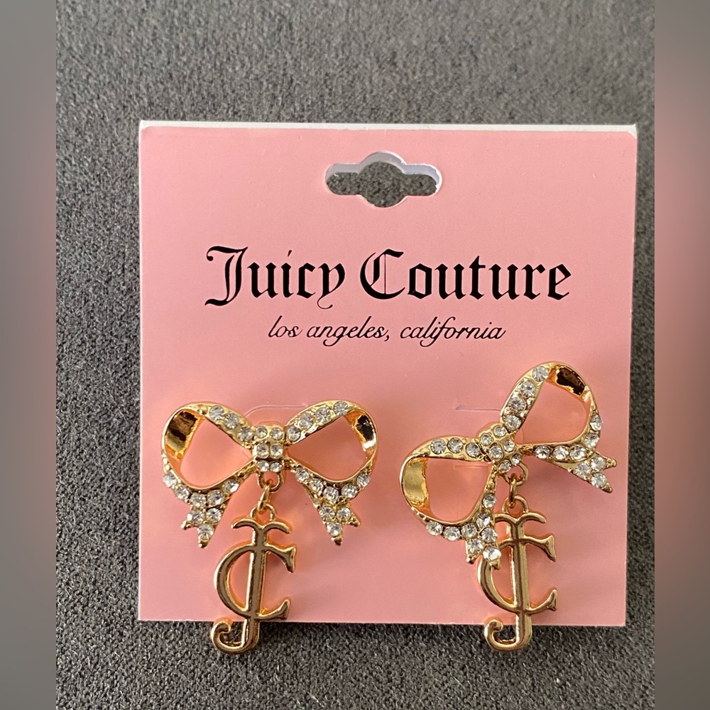 Juicy Couture Bow Shaped Dangle Earrings NWOT